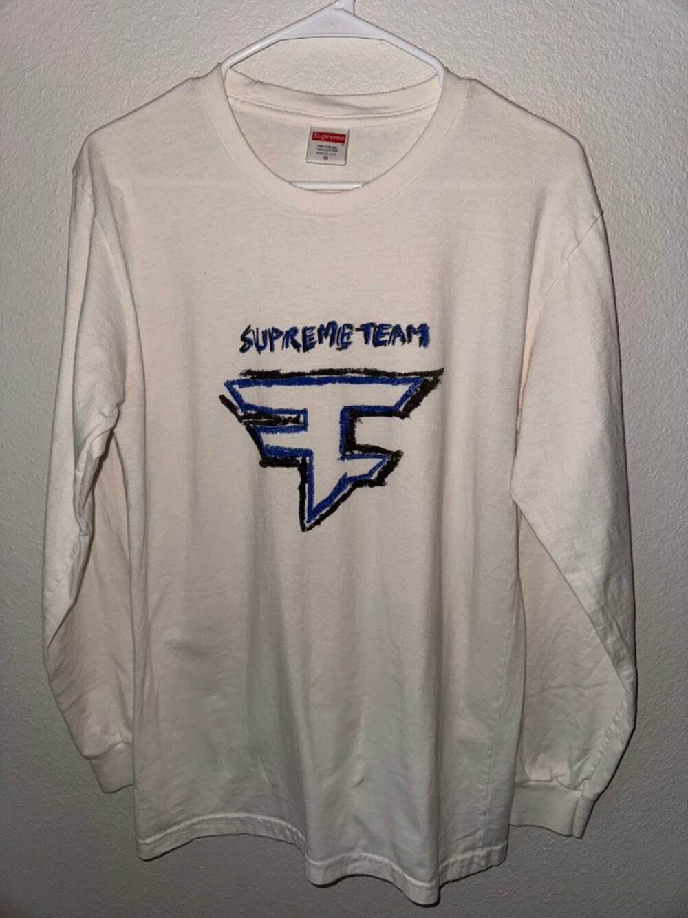 Supreme Team Long Sleeve T-Shirt Mens M White Graphic Tee